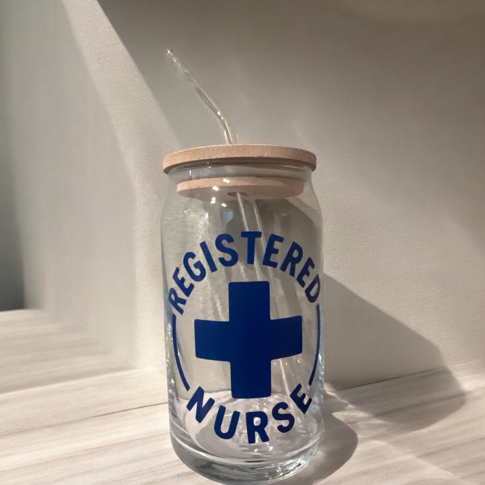Registered Nurse Glass Tumbler with Straw
